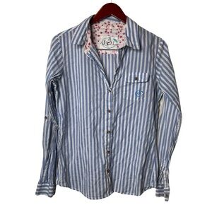 Noh vintage cotton blue stripe button down shirt sz M